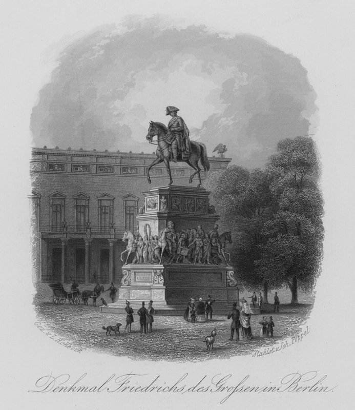 Monument till Fredrik den store, Berlin (stålgravyr) av German School