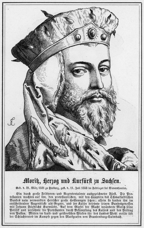 Morik, hertig och kurfurste av Sachsen (gravyr) av German School