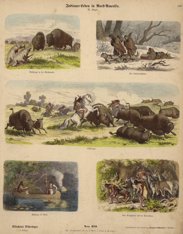 Indianer (färgad gravyr) av German School