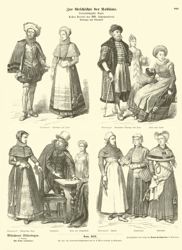 Norska och danska dräkter, tidigt 1600-tal av German School