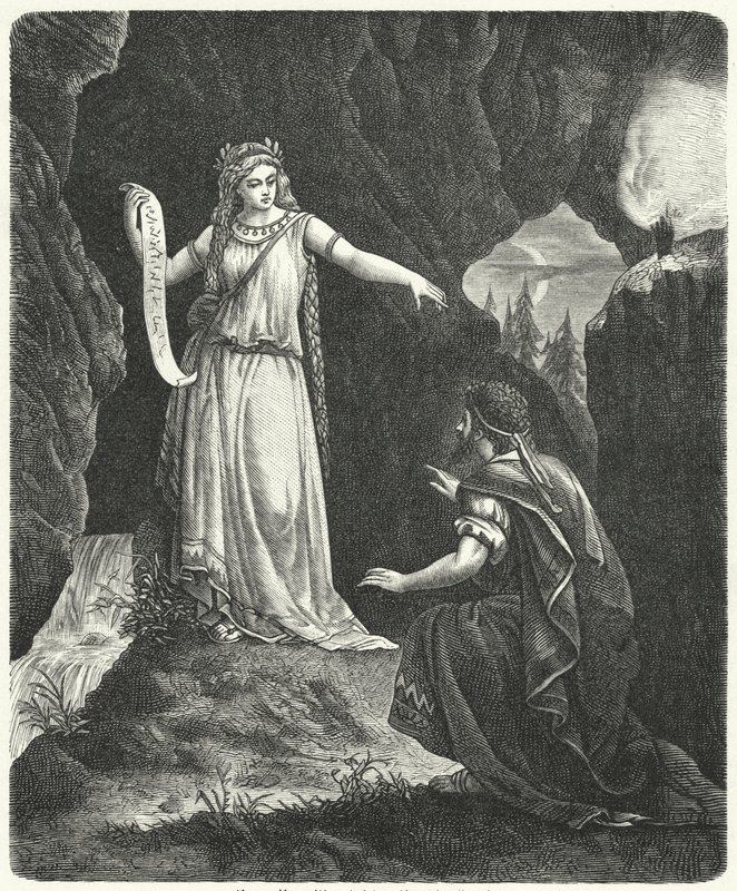 Numa Pompilius med nymfen Egeria (gravyr) av German School