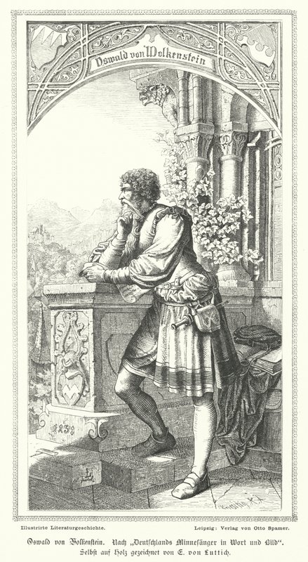 Oswald von Wolkenstein, tysk poet, kompositör och diplomat (gravyr) av German School