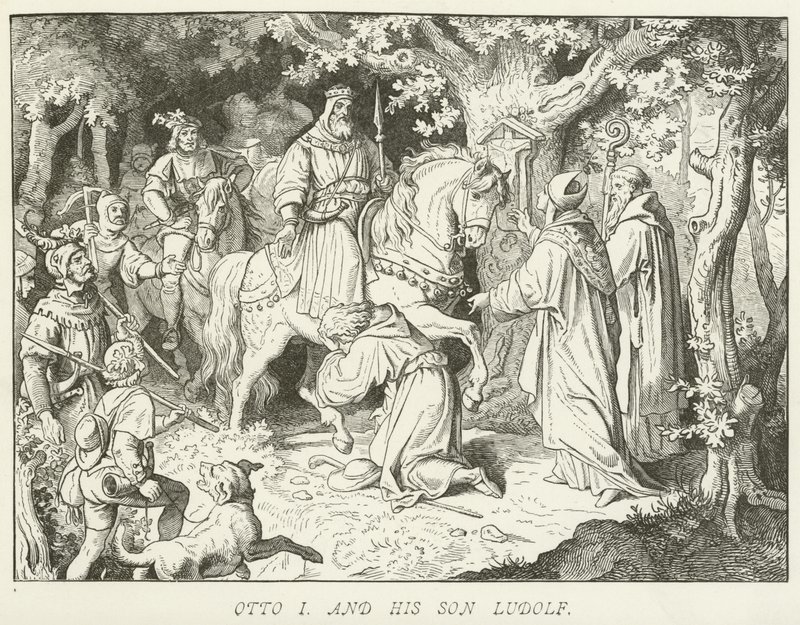 Otto I och hans son Ludolf av German School