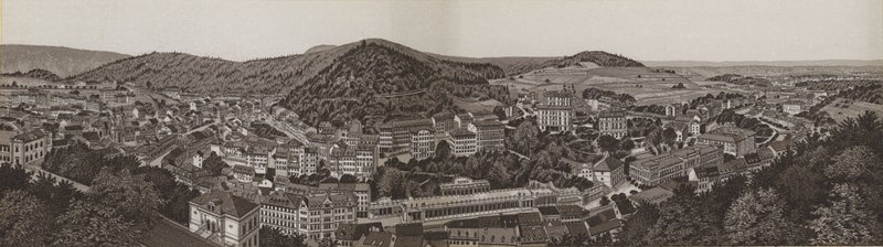 Panorama över Karlovy Vary (litho) av German School