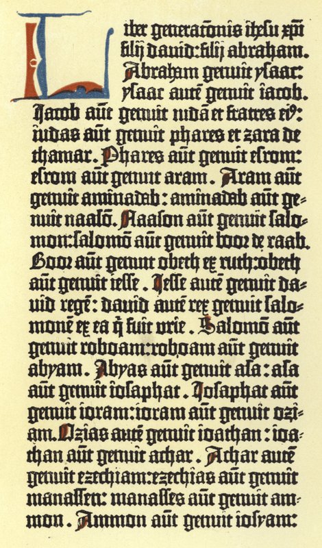 Del av en kolumn i Gutenbergs bibel av German School