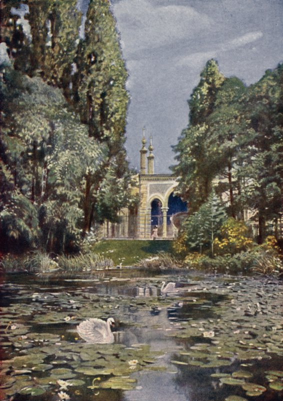 En del av Vierwaldstattersee och antilophuset, Berlin Zoological Garden, Tyskland (färg litho) av German School