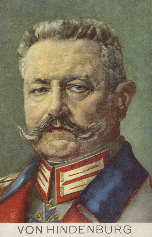 Paul von Hindenburg, tysk fältmarskalk och politiker (färg litho) av German School