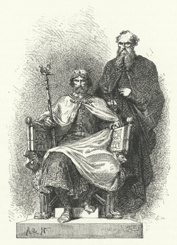 Pepin den korta, frankernas kung (gravyr) av German School