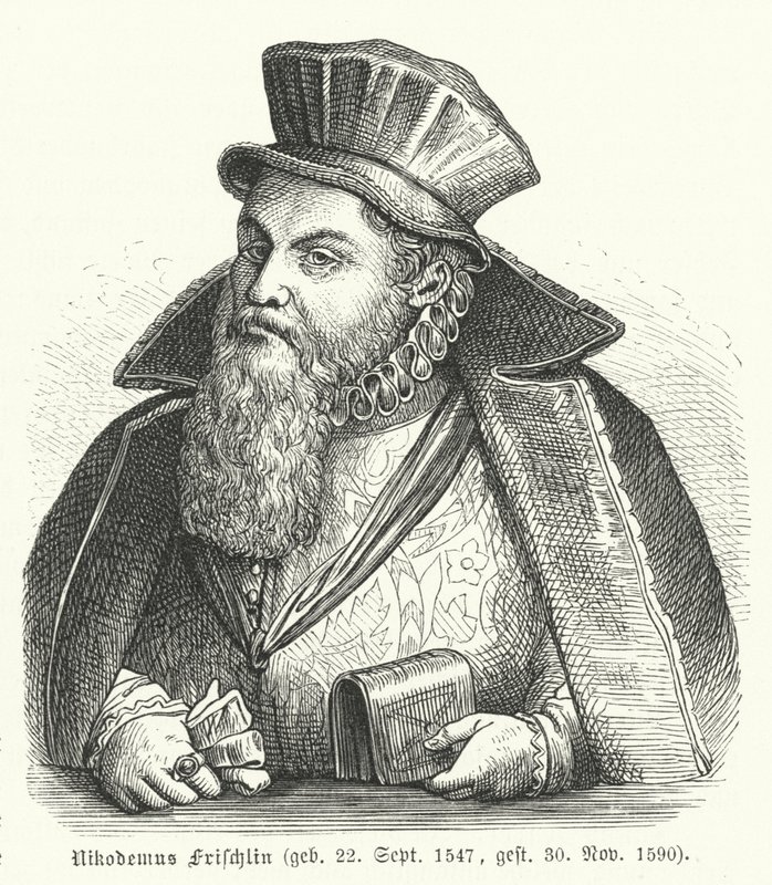 Philipp Nikodemus Frischlin, tysk poet och dramatiker (gravyr) av German School