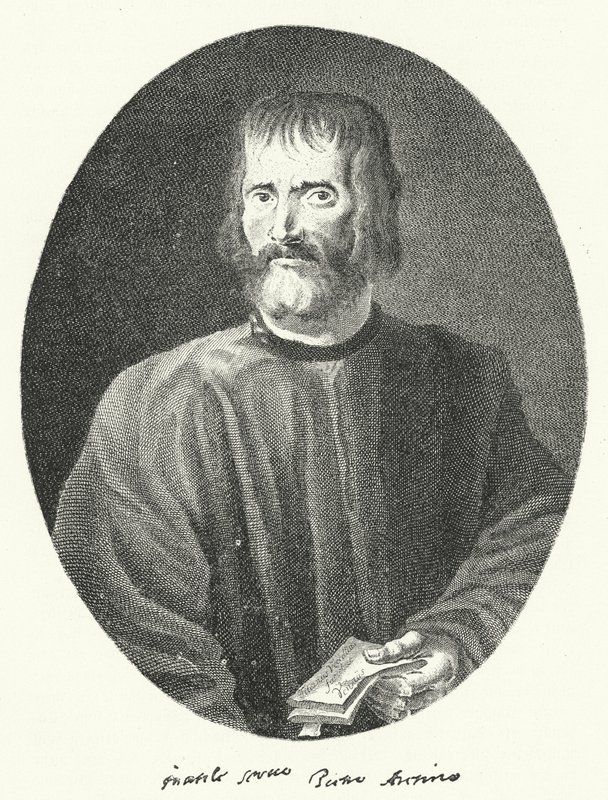 Pietro Aretino, italiensk poet och författare (gravyr) av German School