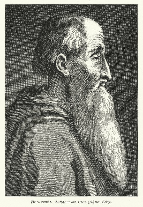 Pietro Bembo, italiensk forskare, poet, kardinal och medlem av Knights Hospitaller (litho) av German School