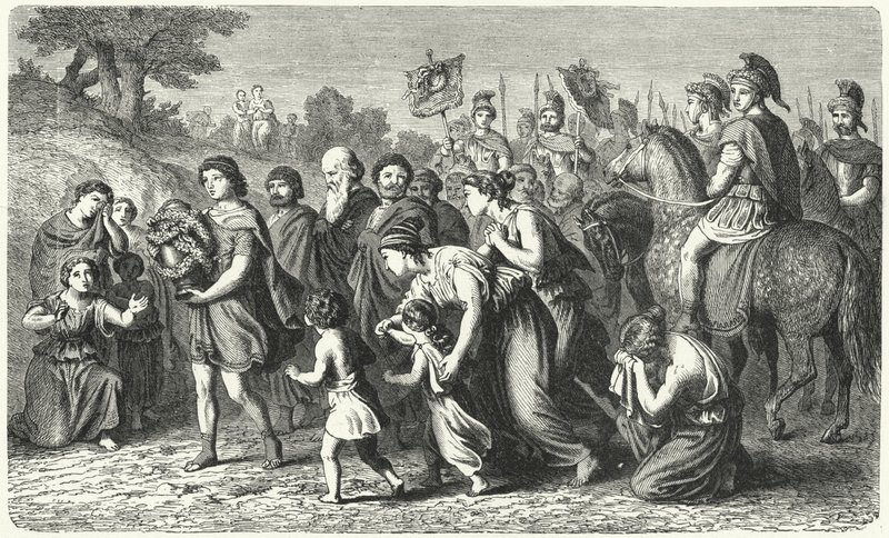Polybius bär askan från Philopoemen i högtidlig procession till Megalopolis av German School