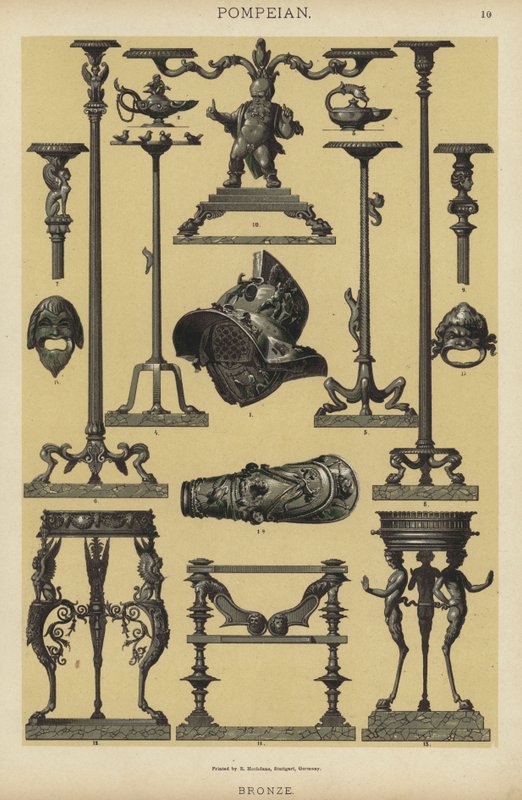 Pompeian, brons (färg litho) av German School