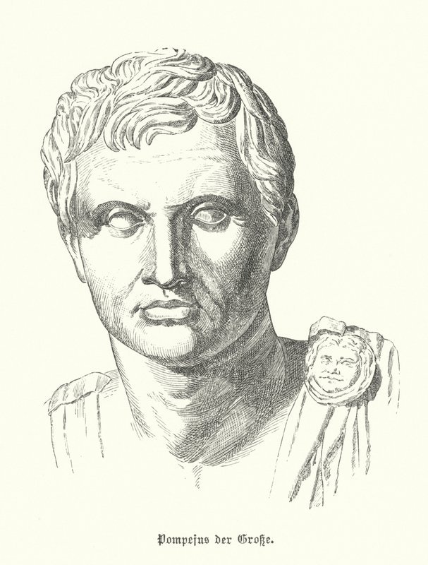 Pompejus den store, romersk soldat och politiker (gravyr) av German School