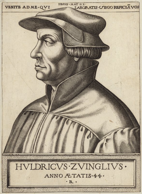 Porträtt av Huldrych Zwingli av German School