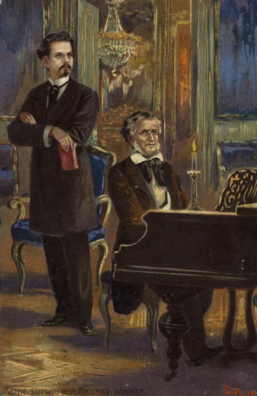Porträtt av kung Ludwig II och Richard Wagner av German School