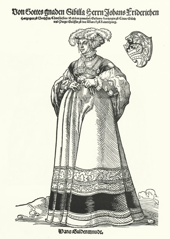 Porträtt av Sibylle, hertiginna av Sachsen (gravyr) av German School