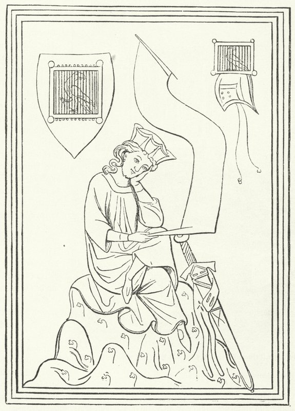 Porträtt av den mellanhögtyska lyriska poeten Walther von der Vogelweide från Codex Manesse (gravyr) av German School