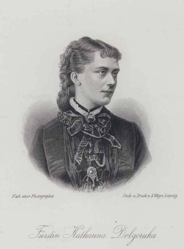 Prinsessan Catherine Dolgorukova, älskarinna och senare morganatisk hustru till tsar Alexander II av Ryssland (gravyr) av German School