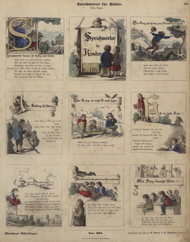 Ordspråk för barn (färgad gravyr) av German School