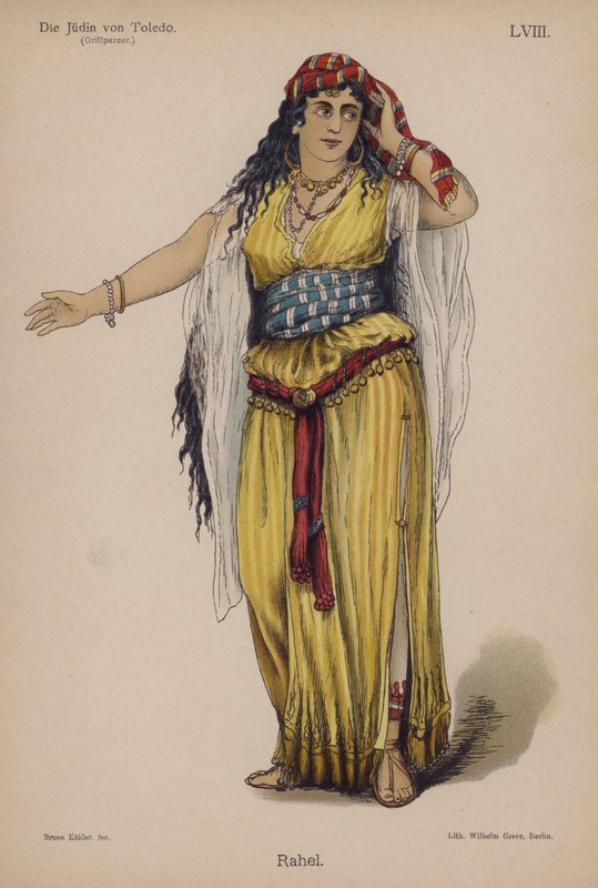 Rahel, från Die Judin von Toledo (Judinnan i Toledo) av Franz Grillparzer (färg litho) av German School