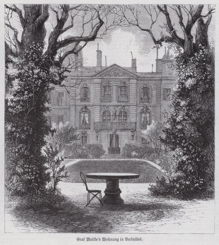 Bostad för fältmarskalk Helmuth von Moltke, segerrik befälhavare för de preussiska arméerna i det fransk-preussiska kriget, Versailles, Frankrike (gravyr) av German School