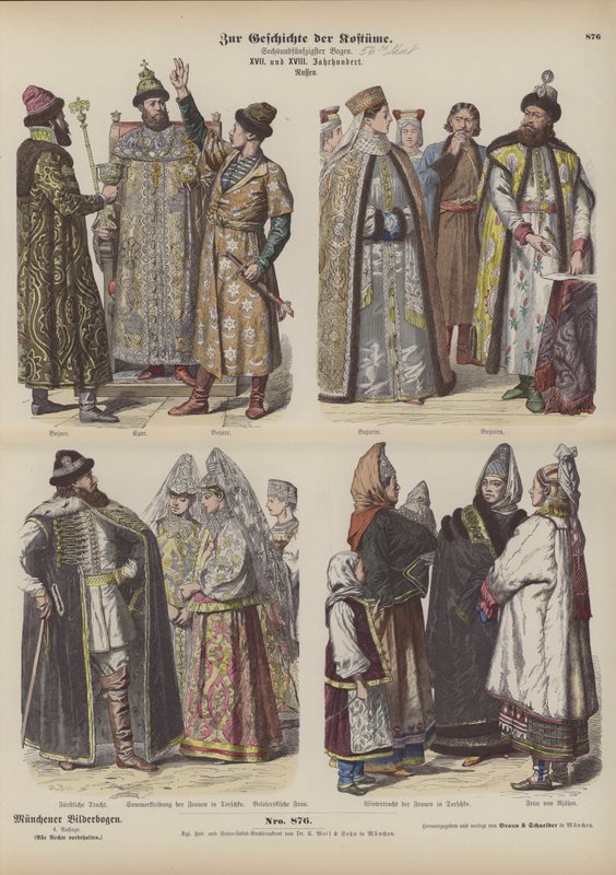 Ryska dräkter, 1600- och 1700-tal av German School
