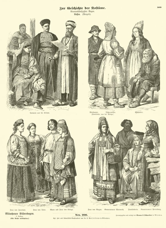 Ryska dräkter, sent 1800-tal av German School