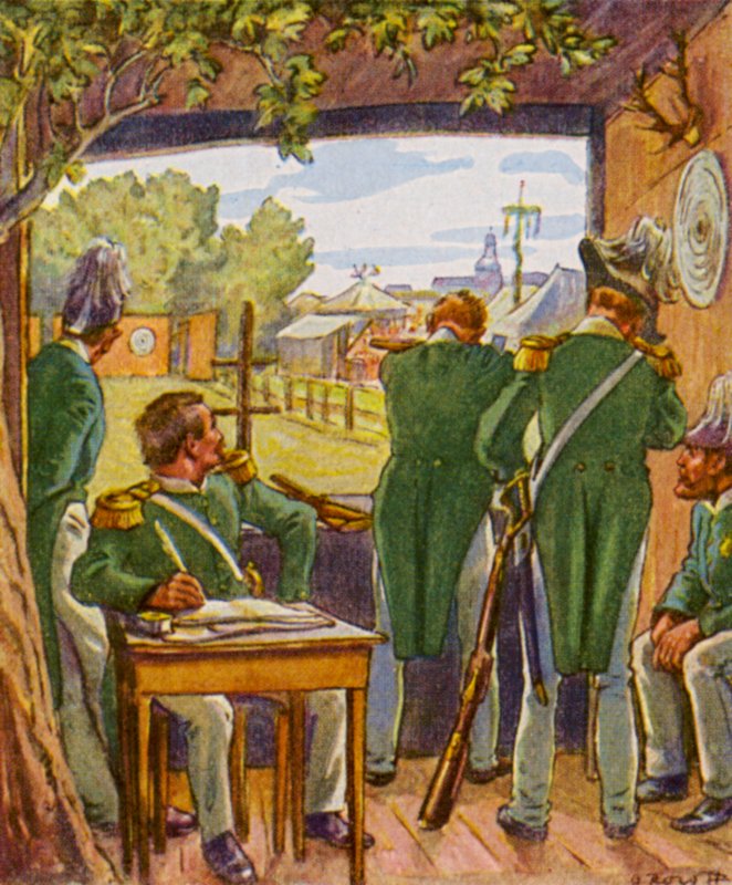 Schutzenfest / Skyttefest (färglitografi) av German School