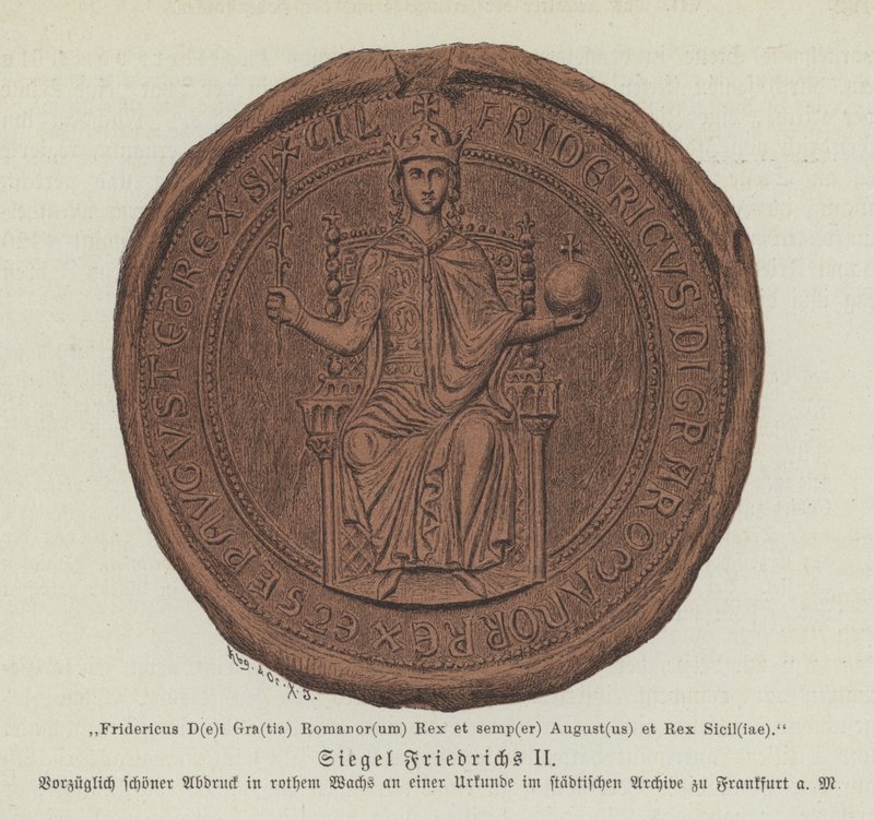 Sigill av Fredrik II, den helige romerske kejsaren (färg litho) av German School