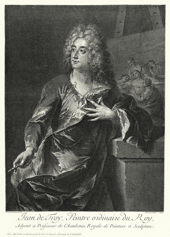 Självporträtt av den franske konstnären Jean Francois de Troy (gravyr) av German School