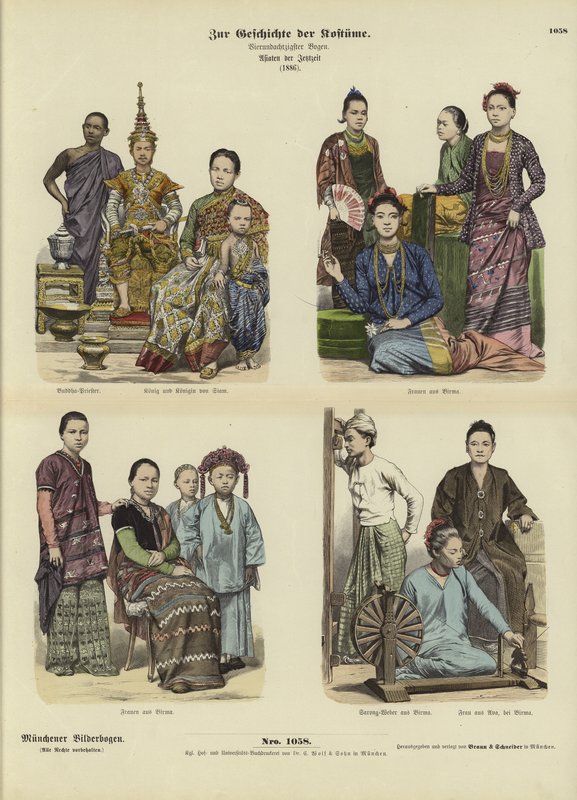 Siamesiska och burmesiska dräkter, 1886 av German School