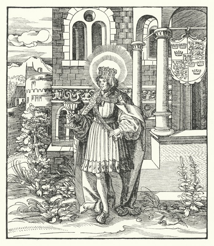 St Edward the Martyr, kung av England (gravyr) av German School