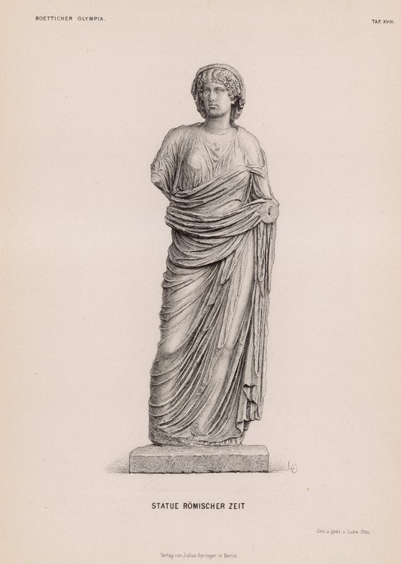 Staty av den romerska perioden från Olympia, Grekland (gravyr) av German School