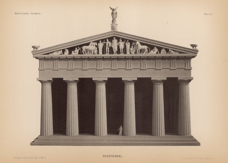Zeus tempel, Olympia, Grekland (litho) av German School