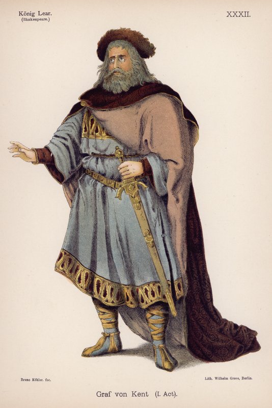 Hertigen av Kent, från Shakespeares King Lear (färg litho) av German School