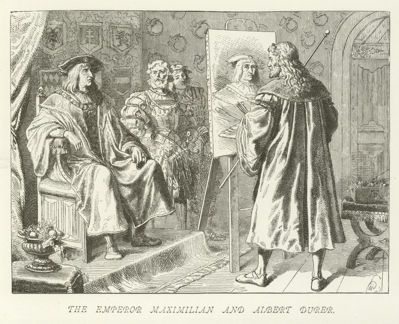 Kejsaren Maximilian och Albert Durer av German School