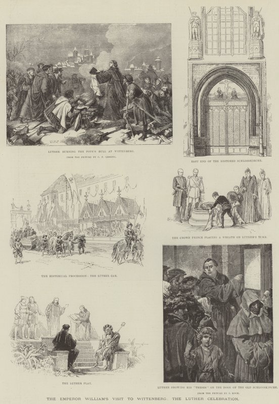 Kejsar Vilhelms besök i Wittenberg, Lutherfirandet (gravyr) av German School
