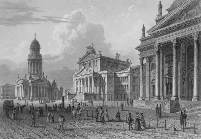 Gendarmenmarkt, Berlin (stålgravyr) av German School