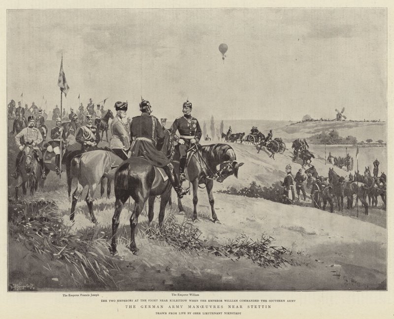 Den tyska armén manövrar nära Stettin (litho) av German School
