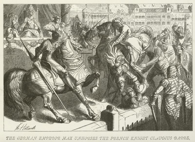 Den tyske kejsaren Max avhästar den franske riddaren Claudius Barre av German School