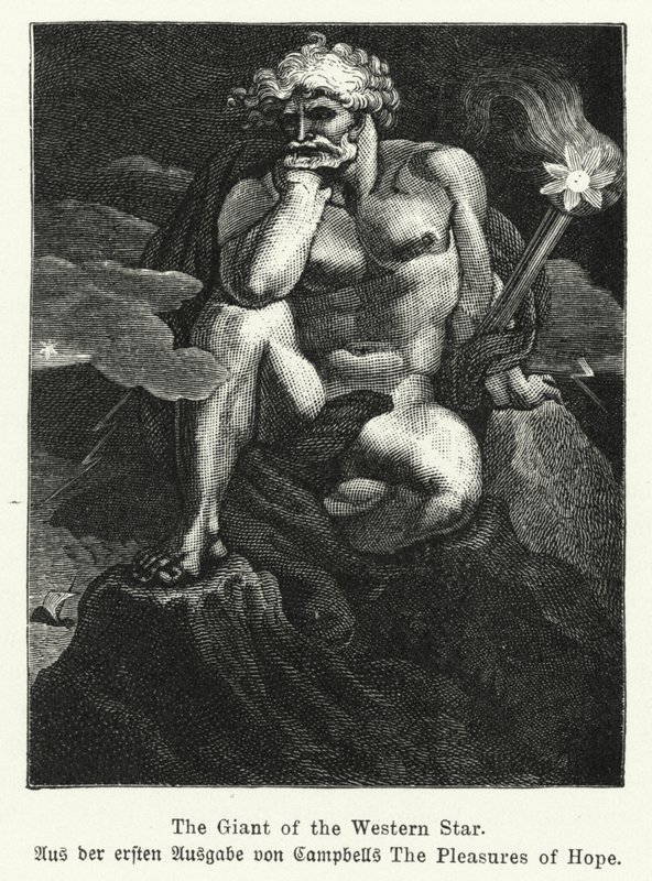The Giant of the Western Star, illustration från den första upplagan av den skotska poeten Thomas Campbells The Pleasures of Hope av German School