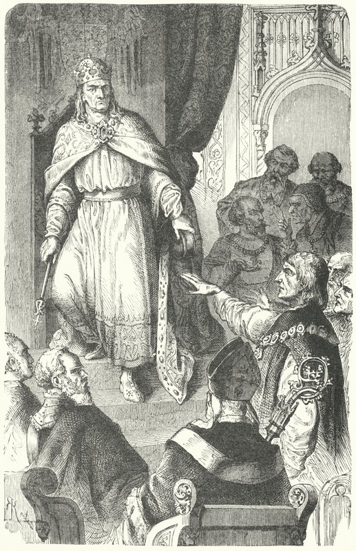 Den helige romerske kejsaren Karl IV ger ut den gyllene tjuren från 1356 (gravyr) av German School