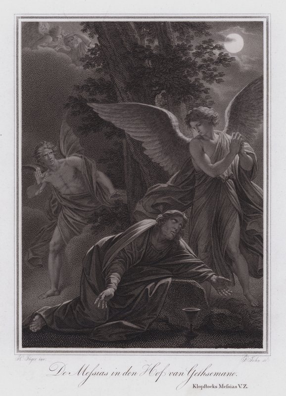 Messias i Getsemane trädgård (gravyr) av German School