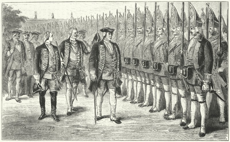 Potsdamer Riesengarde, infanteriregemente av soldater som är längre än genomsnittet i armén till Fredrik William I av Preussen, 1700-talet av German School