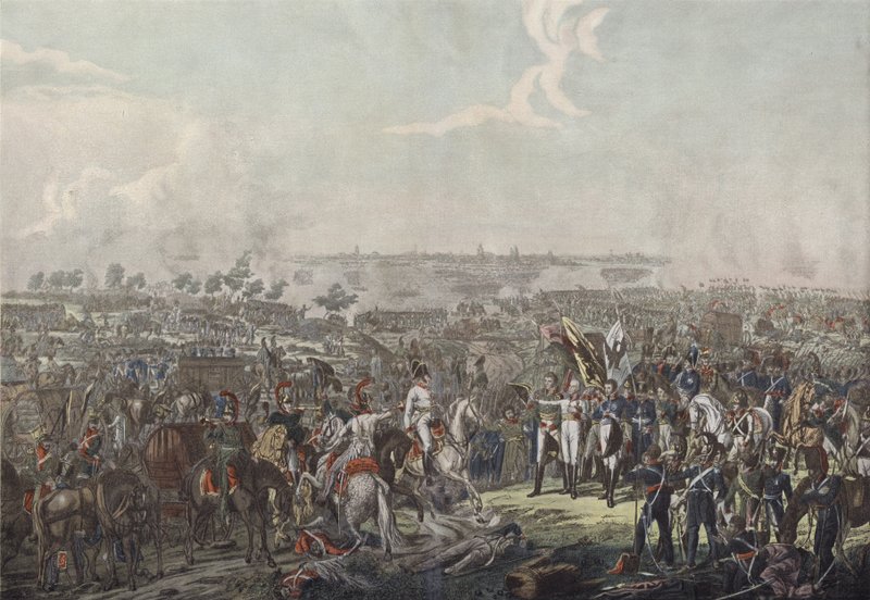 Prinsen av Schwarzenberg förmedlade nyheter om seger i slaget vid Leipzig till de allierade suveränerna på kvällen den 18 oktober 1813 av German School