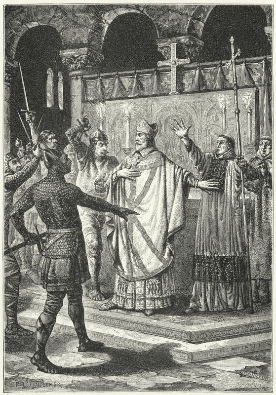Mordet på Thomas a Becket i Canterbury Cathedral av German School