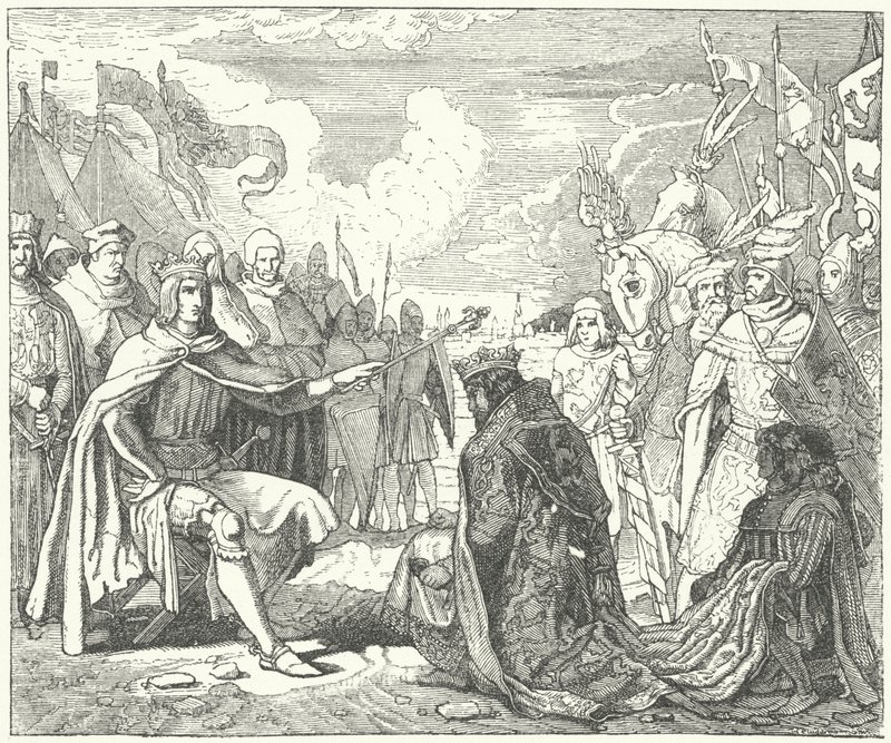 Återupprättandet av Ottokar II som kung av Böhmen av Rudolf av Habsburg av German School