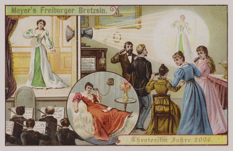Teater år 2000 (chromolitho) av German School