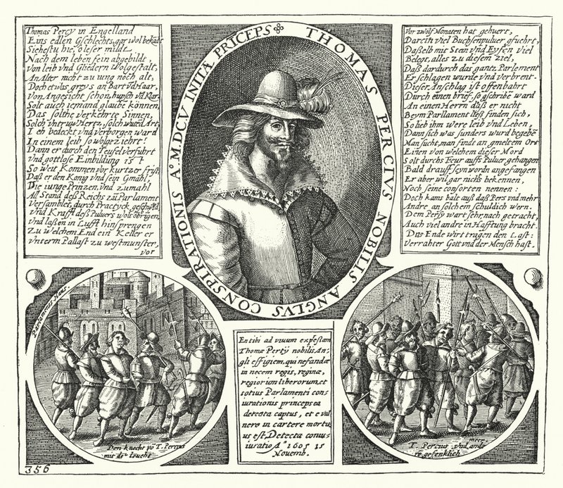 Thomas Percy, en av konspiratörerna bakom Krutplanen (gravyr) av German School